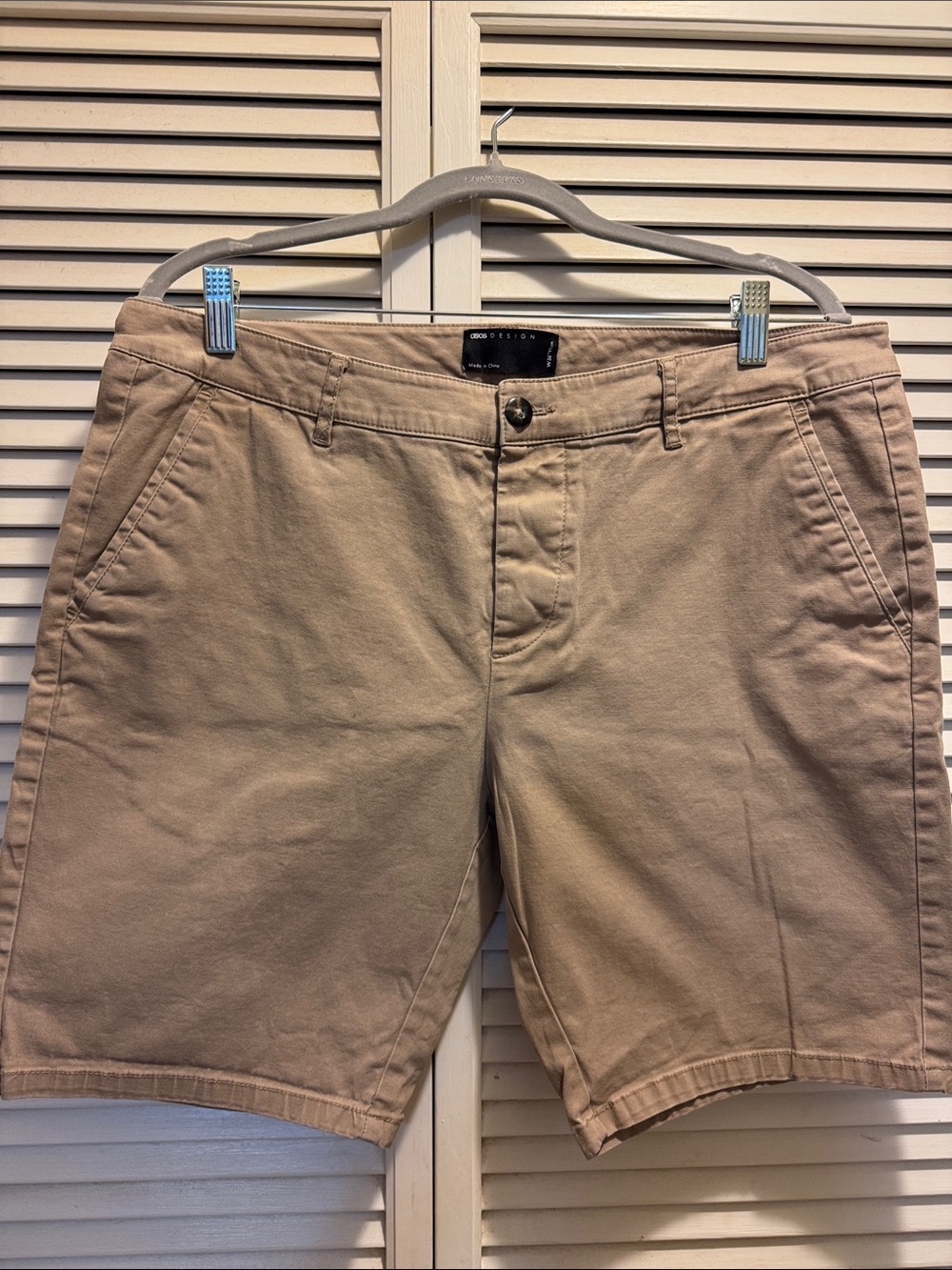 ASOS Men’s Tan Flat Front Cotton Shorts 36” Waist
